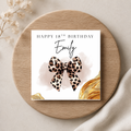 Leopard Print Bow Birthday Card
