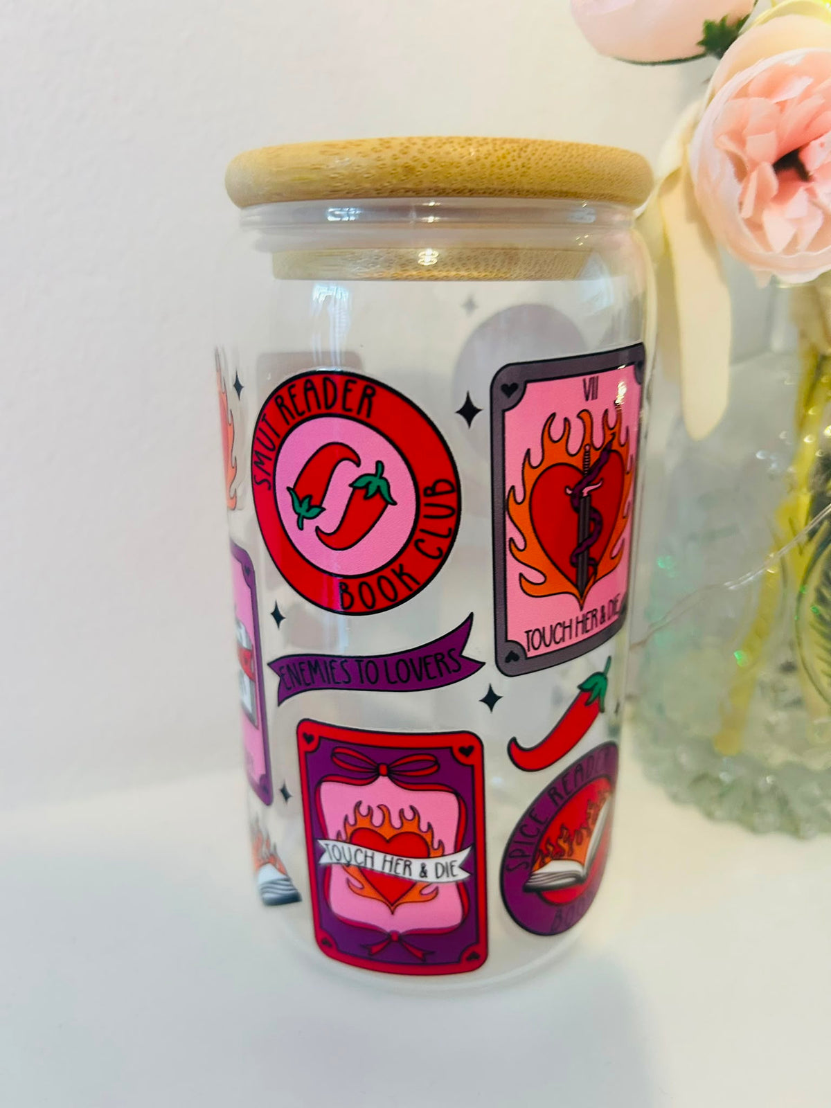 Spicy Romance Reader Glass with Bamboo Lid